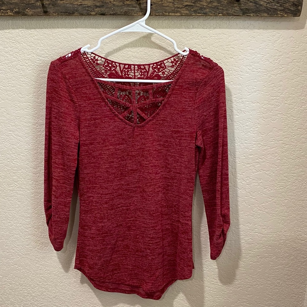 NOBO Red 3/4 Sleeved Top With Lace Backing